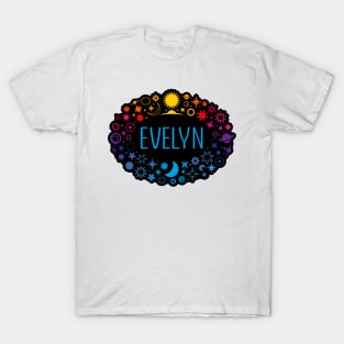 Evelyn name surrounded by space T-Shirt